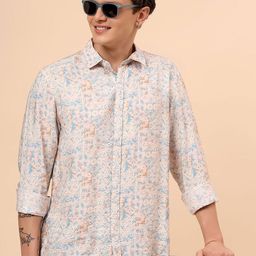Cantabil Men Comfort Regular Fit Ethnic Motifs Printed Spread Collar Cotton Casual Shirt-image-26