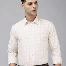 Arrow Pure Cotton Manhattan Slim Fit Self-Design Checked Formal Shirt-image-88