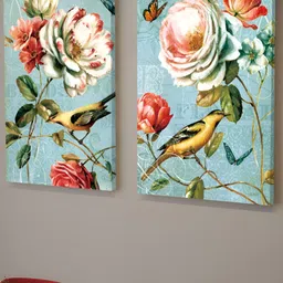 Myntra Elegant Homes Pink Set of 2 Piece Beautiful Flower Bird Abstract Wall Art-picture-17