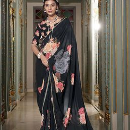 MADHAVPRIYA Floral Printed Pure Georgette Tussar Saree-image-89