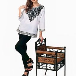 Naida Women Embroidered Chikankari Straight Kurti-image-1