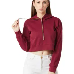Miss Chase Maroon Full Sleeves Crop Hoodie-image-14