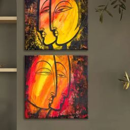 Art Street Printed Multicolor Cotton Canvas Wall Art - Set Of 2-image-67