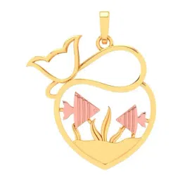 P.C. Chandra Jewellers 14k Yellow Gold Fish Bowl Shape Rose Fishes Cat Pendant-image-74