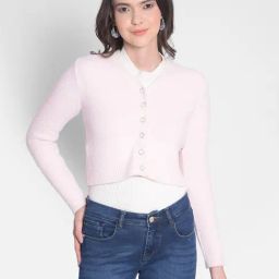 Crimsoune Club Pink Regular Fit Cardigan-image-56