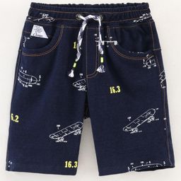 Little Kangaroos Knit Shorts Skateboard Print - Dark Blue-image-62