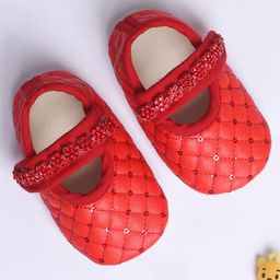 Coco Candy Checked Designed Sequin & Stone Embellished Booties - Red-image-29