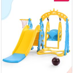 Babyhug 3 in 1  Swing and Slide with Basket Ball Hoop - Blue & Yellow-24