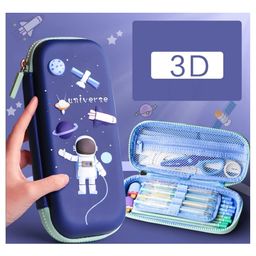 YAMAMA Space And Astronaut Theme 3D Premium Design Multi-function Pencil Pouch With Stylish Zipper Closure Pouch Waterproof Hardtop Fabric Adorable Student Stationery Handheld Storage Case Bag EVA Material Pencil Box Pouch  Multicolor-25