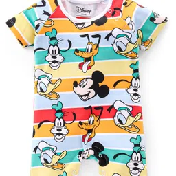 Babyhug Disney Interlock Knit Half Sleeves Romper with Mickey Mouse Graphics - Multicolor-picture-41