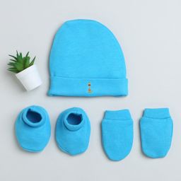 BUMZEE Cotton Giraffe Printed Cap Mittens & Booties Set - Blue-image-44
