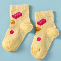 Mustang Cotton Knit Ankle Length Socks with Bricks Design - Yellow-image-113