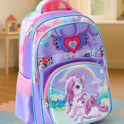 Unicorn Theme School Backpack Purple - Height 16 Inches-9