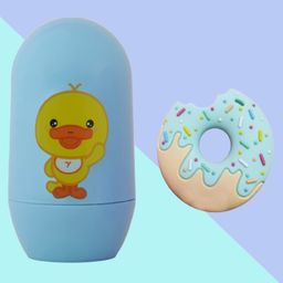 The Cheeky Kidzz Baby 4 In 1 Manicure Grooming Nail Egg Kit With Soft Silicone Donut Shape Teething Toy BPA Free (Blue)-5