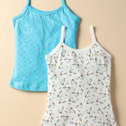 Bodycare Cotton Knit Sleeveless Slips With Unicorn & Star Print Pack Of 2 - Light Blue & White-image-17