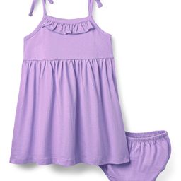 Babyhug Single Jersey Knit Sleeveless Solid Frock With Bloomer - Lilac-image-40