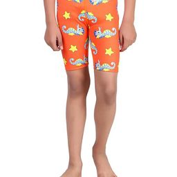 VIVA Swimming Lycra Sea Horses Printed Jammer Shorts - Orange-image-43