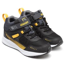 Asian Mesh Detailed Colour Blocked Sneakers - Black & Mustard-picture-21