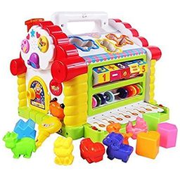 FUNVERSE Baby Toddler Activity Center Musical Activity Cube Play Learning Center Toy Interactive Educational Activity House Multi-Functions with Lights Sounds-image-25