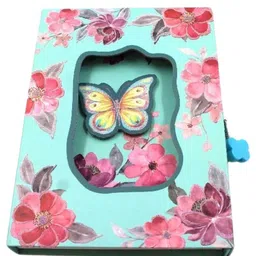 Rushabh Novelty Notebook 2206 Blue Butterfly lock dairy 96-Pages Ruled-picture-10
