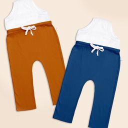 SuperBottoms Cotton Knit Pack Of 2 Solid Diaper Pants - Brown & Blue-image-82