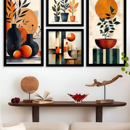 Kotart Black 4 Pieces Wood Floral and Botanical Wall Paintings-picture-46