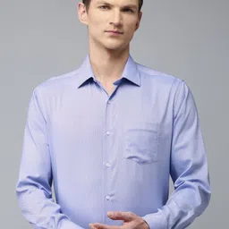 Van Heusen Custom Fit Self Design Opaque Pure Cotton Formal Shirt-image-54