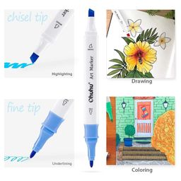 Amitasha 24 Shades Dual Sided Colour Markers Tip Fine Chisel Line Highlighter Pen Set with Portable Case - Multicolor image 3