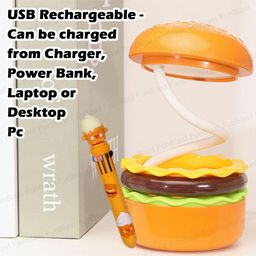 FunBlast Burger Shape Table Lamp with Sharpener and 10 in 1 Color Pen  Multicolor image 4