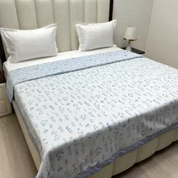 Pure Decor Blue & White Floral AC Room Double Bed Dohar-image-8