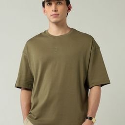 AD By Arvind Men Typography Printed Round Neck Pure Cotton Oversized T-shirt-image-93