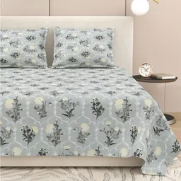 DREAM WEAVERZ Multicoloured 220 TC King Bedsheet with 2 Pillow Covers-image-52