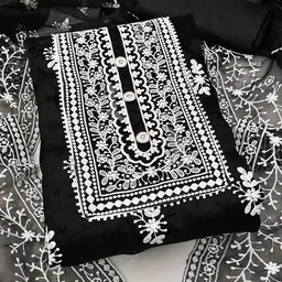 DIVASTRI Floral Embroidered Organza Unstitched Dress Material-image-76