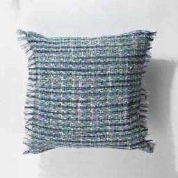 Wetlands Tweed Pure Cotton And Viscose Blue Cushion Cover - 16 X 16 Inches-image-14
