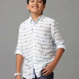 Under Fourteen Only Kids Blue Printed Full Sleeves Shirt-picture-49
