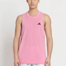 Adidas Pink Slim Fit Logo Printed Tank Tee-image-45