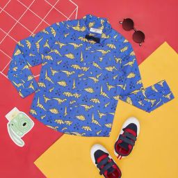 Pantaloons Junior Blue Printed Full Sleeves Shirt with Bow-image-4