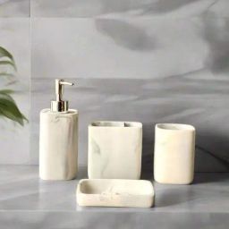 Mason Home White Ceramic Heliostone Bathroom Set-image-7
