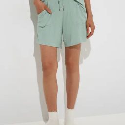 Wunderlove by Westside Mint Ribbed-Textured High-Rise Shorts-image-20