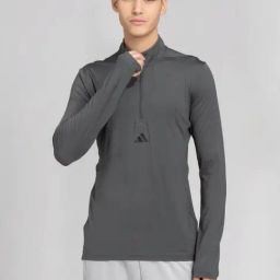 Adidas Grey Slim Fit Logo Printed Sports T-Shirt-image-63