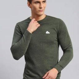 Monte Carlo Green Wool Blend Regular Fit Solid Pullover-picture-27