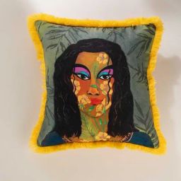 Freedom Tree Wild Child Pure Cotton Yellow Cushion Cover - 18X18 Inches-49