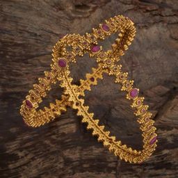 Kushal's Fashion Jewellery Ruby Gold Polished Antique Bangle for Women-picture-49