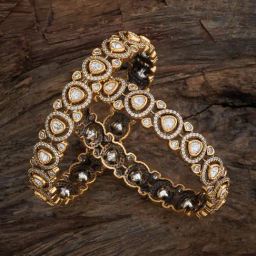 Kushal's Fashion Jewellery White Victorian Polished Kundan Bangle for Women-picture-8