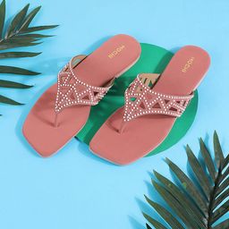 Mochi Embellished Open Toe Flats-11