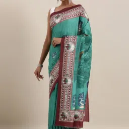 The Chennai Silks Green Printed Saree With Unstitched Blouse-picture-19
