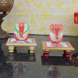 eCraftIndia Set of 2 Lord Ganesha Marble Chowkis-image-44