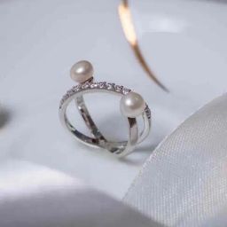 Praavy 92.5 Sterling Silver Poles Apart Pearl Ring for Women-image-26
