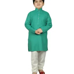 SG Yuvraj Kids Green & White Solid Kurta with Pyjamas-image-18
