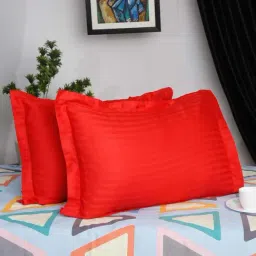 HOSTA HOMES Red Satin Cotton 280 TC  Pillow Covers - Set of 2-image-33